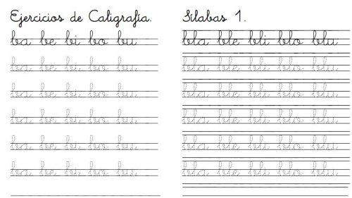 Cuaderno de caligrafía para trabajar las sílabas pauta